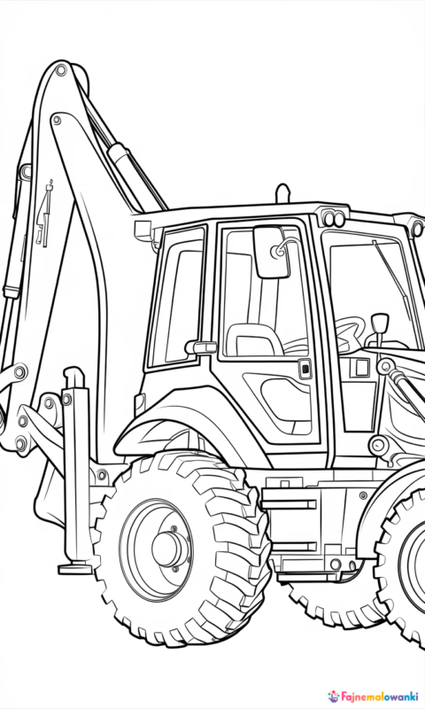 Kolorowanka dla dzieci przedstawiająca koparkę