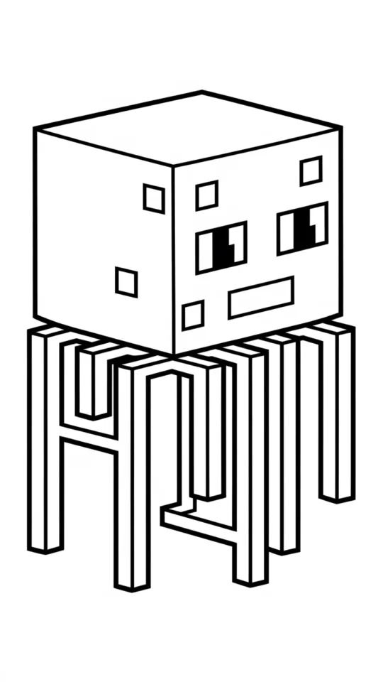 Kolorowanka do druku: Duch Ghast z Minecraft do pokolorowania