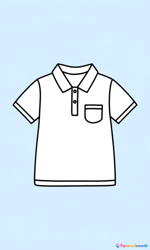 kolorowanka dla dzieci przedstawiająca koszulkę polo z kołnierzykiem i kieszonką do pokolorowania - kolorowanki ubrania