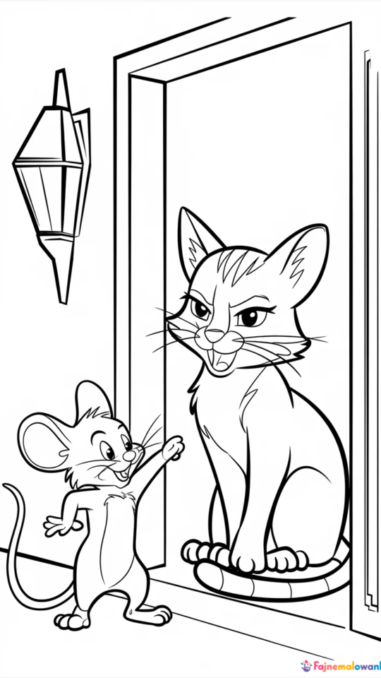 Kolorowanki do druku: Tom i Jerry dla dzieci do pokolorowania