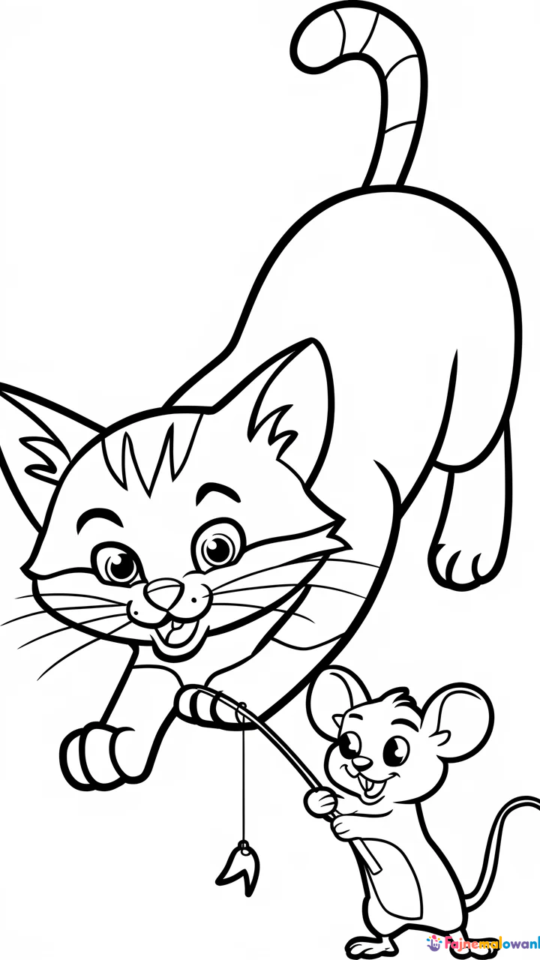 Kolorowanka: Kot Tom i Mysz Jerry do Druku dla Dzieci