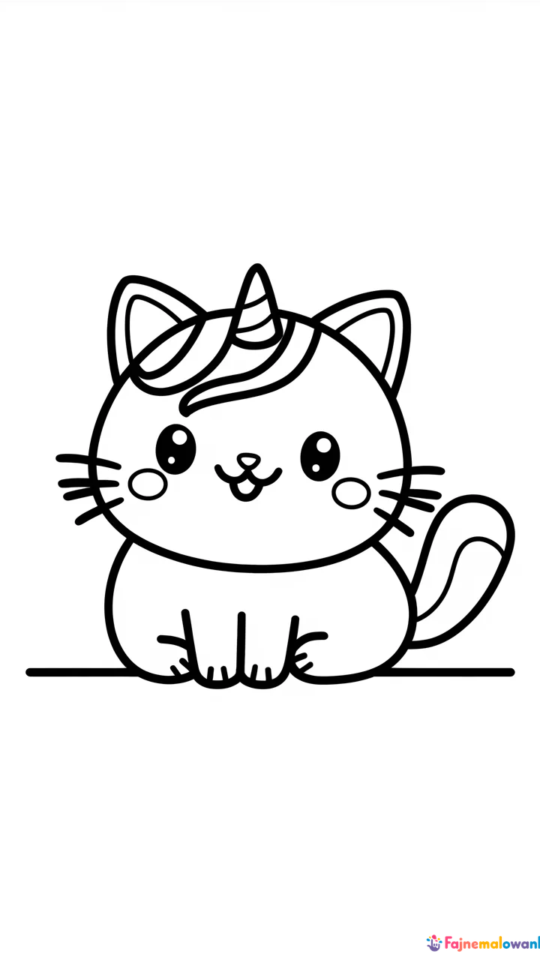 Kolorowanka: Uroczy Jednorożec Pusheen do Druku dla Dzieci