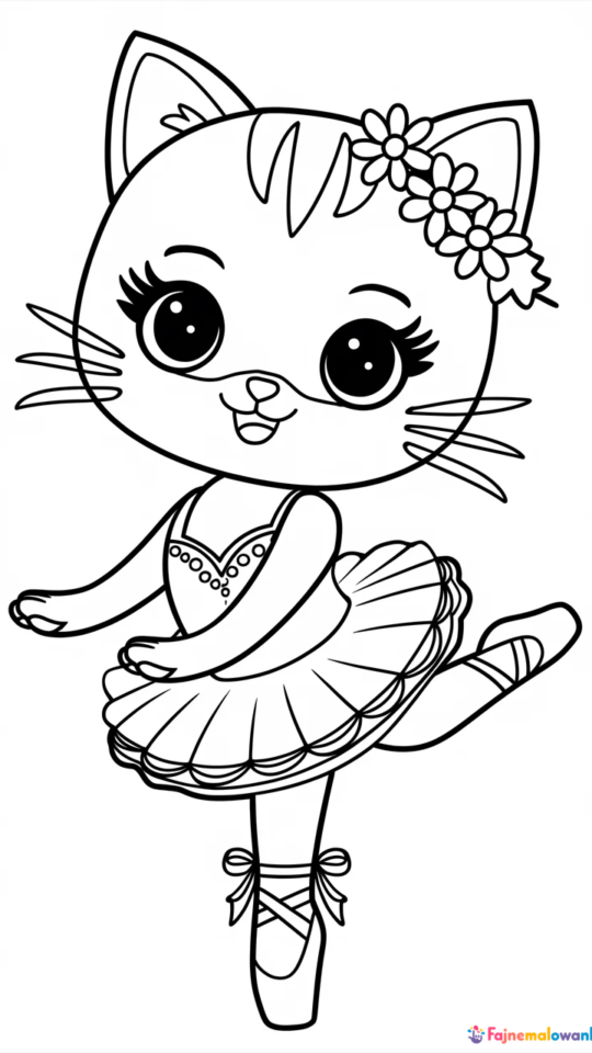 Kolorowanka Hello Kitty tańczy – zabawa dla dzieci do druku