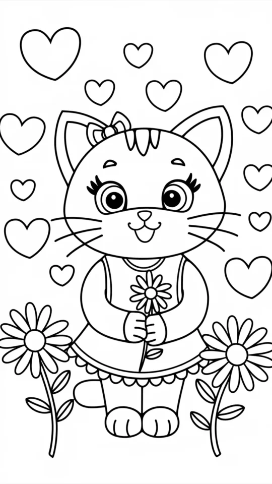 Kolorowanki Hello Kitty z serduszkami do druku dla dzieci