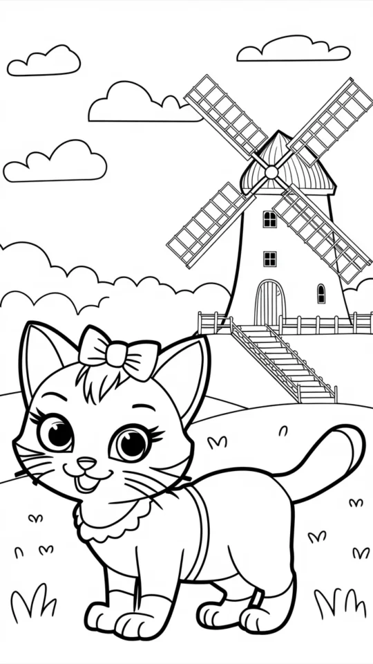 Kolorowanka Hello Kitty na farmie dla dzieci do druku