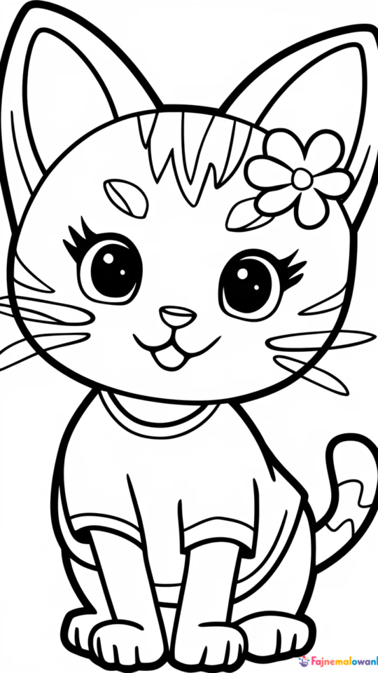 Kolorowanka Hello Kitty z kwiatkiem do druku dla dzieci