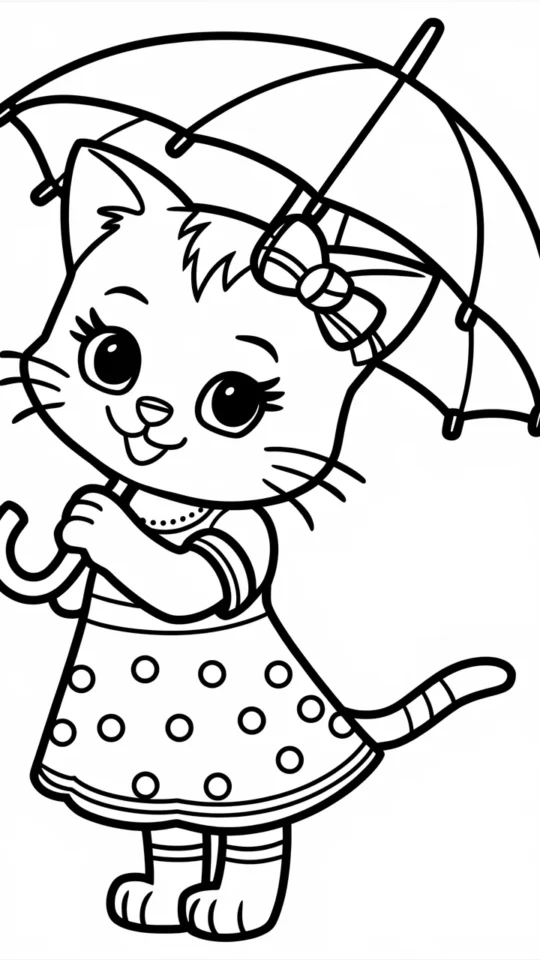 Kolorowanka Hello Kitty z parasolem do druku dla dzieci