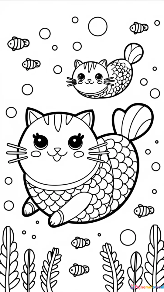 Kolorowanka do druku: Uroczy kotek Pusheen kawaii