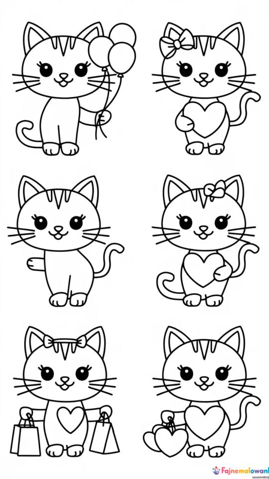Kolorowanka Hello Kitty z balonami i farbami do druku