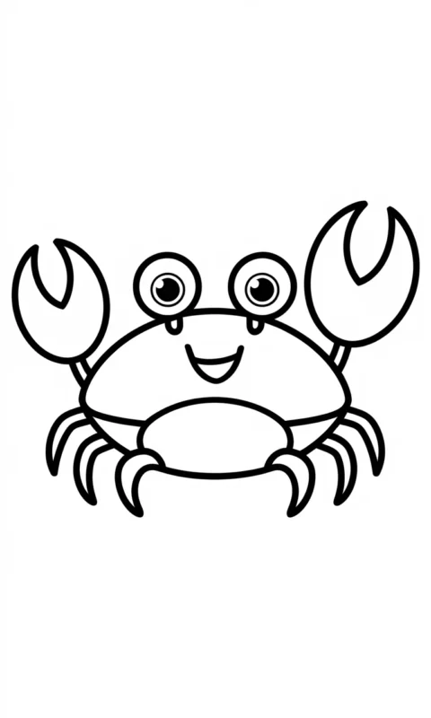 Kolorowanka dla dzieci przedstawiająca uroczego kraba morskiego z dużymi oczami i szczypcami do pokolorowania - kolorowanki ze zwierzętami