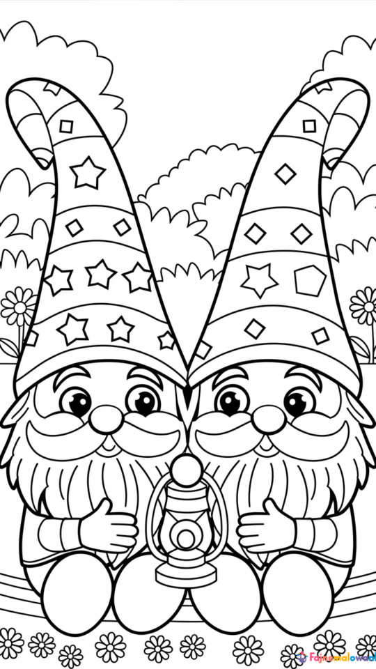 Kolorowanki świąteczne z gnomami do druku dla dzieci