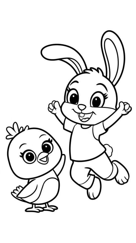 Kolorowanka z Królikiem Bugsem i Tweety dla dzieci do druku
