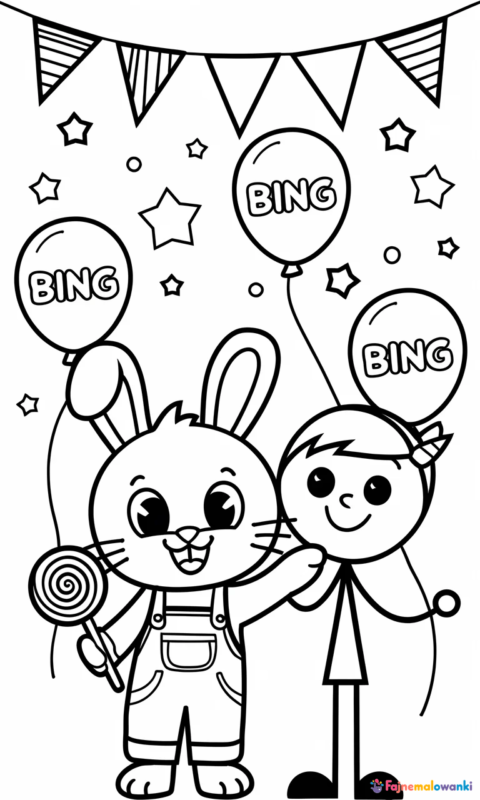 kolorowanka dla dzieci z króliczkiem w ogrodniczkach