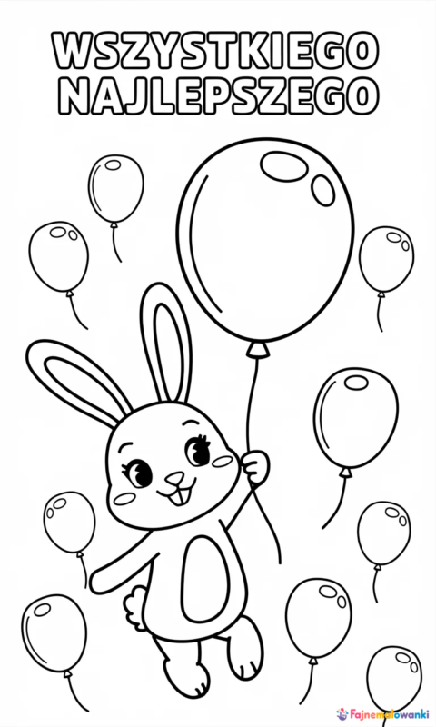kolorowanka dla dzieci z króliczkiem trzymającym balon