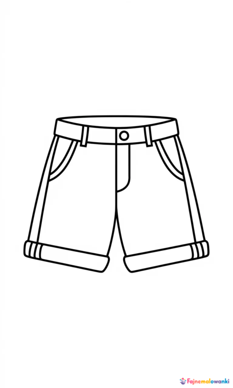 kolorowanka dla dzieci przedstawiająca krótkie spodenki z paskiem i guzikami do pokolorowania - kolorowanki ubrania