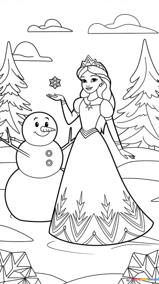 Kolorowanka Elsa i Olaf dla dzieci do druku za darmo