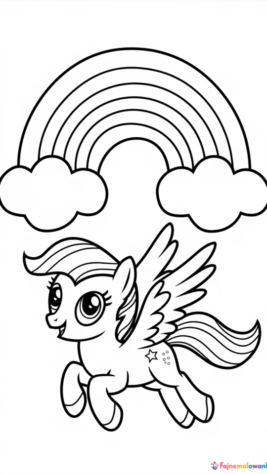 Kolorowanki z Kucykami Pony i Tęczą dla Dzieci do Druku