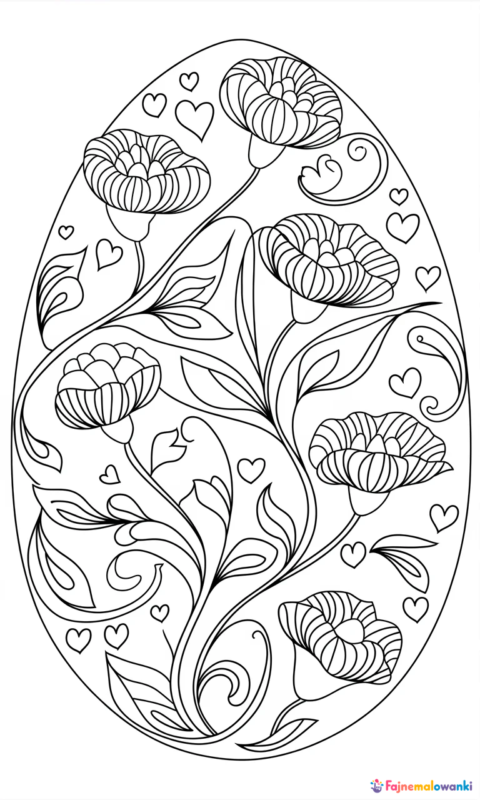 Kolorowanka dla dzieci z kwiatowym wzorem