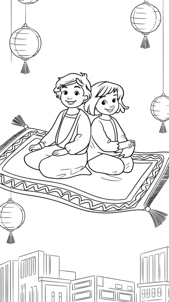 Kolorowanki z Aladynem i Jasmine do druku dla dzieci