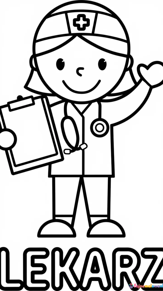 Kolorowanka Lekarka: Zawody i Praca Pani Doktor dla Dzieci