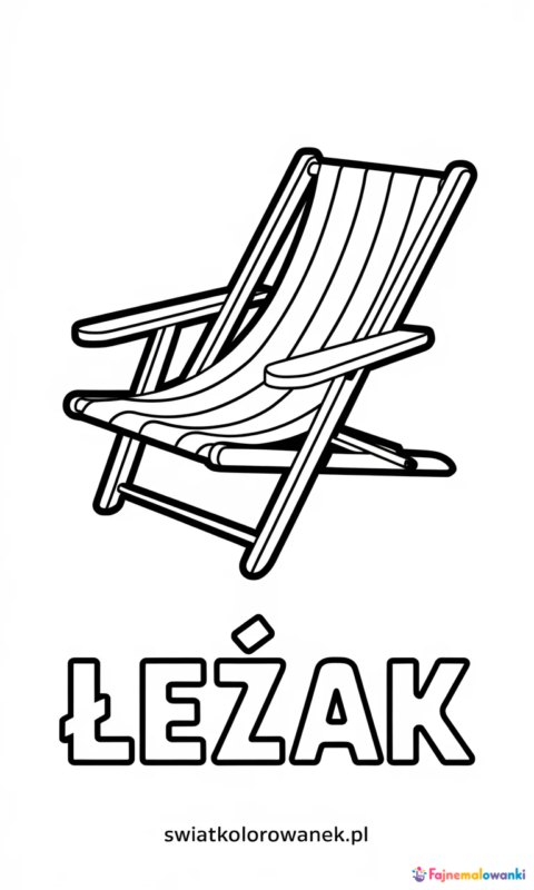 Kolorowanka dla dzieci przedstawiająca leżak plażowy z napisem do pokolorowania - kolorowanki litera l