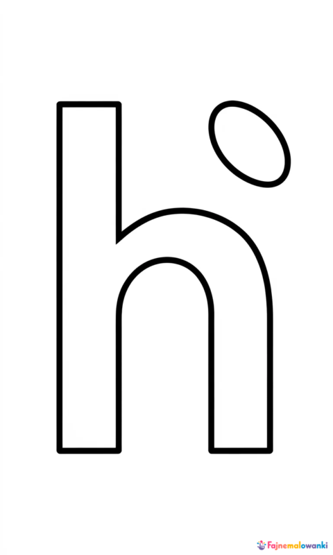 Kolorowanka dla dzieci przedstawiająca literę h do nauki alfabetu i ćwiczeń pisania - kolorowanki alfabet litera h