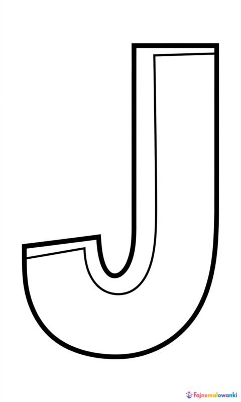 Kolorowanka dla dzieci przedstawiająca dużą literę J do nauki alfabetu i ćwiczeń motoryki małej - kolorowanki alfabet litera j