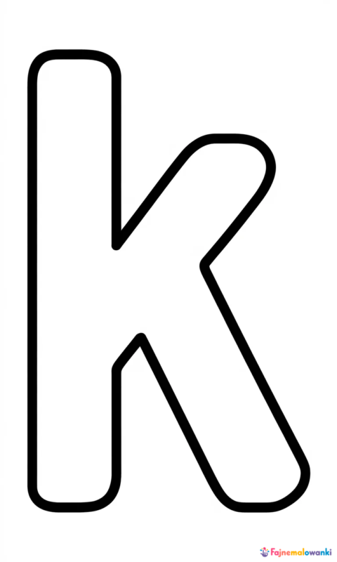 Kolorowanka z dużą literą K do nauki alfabetu