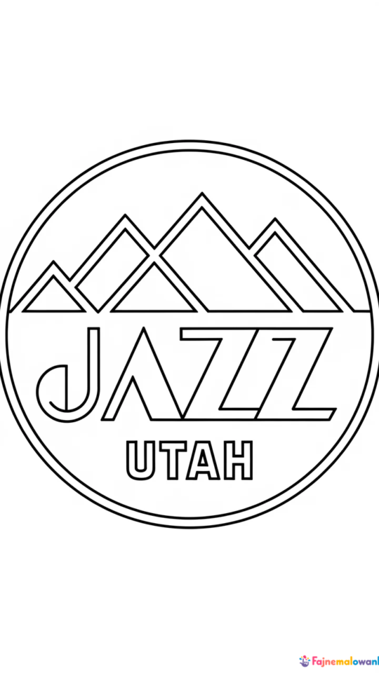 Kolorowanka do druku: Utah Jazz dla fanów koszykówki NBA