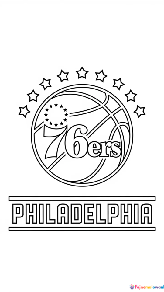 Kolorowanka do druku: Philadelphia 76ers dla fanów koszykówki