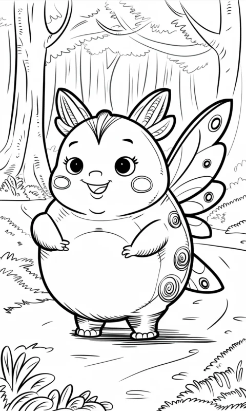 kolorowanka dla dzieci z uroczą magiczną postacią ze skrzydełkami