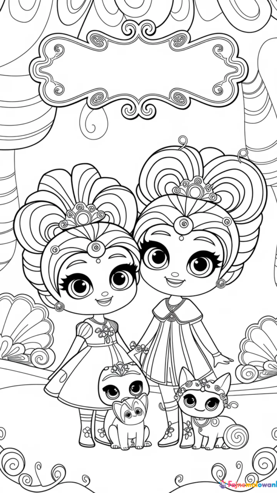 Kolorowanki Shimmer i Shine dla dzieci do druku za darmo