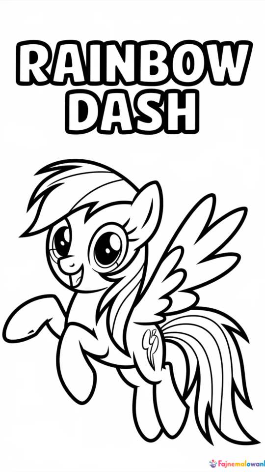 Kolorowanka My Little Pony: Tęczowa Rainbow Dash dla dzieci