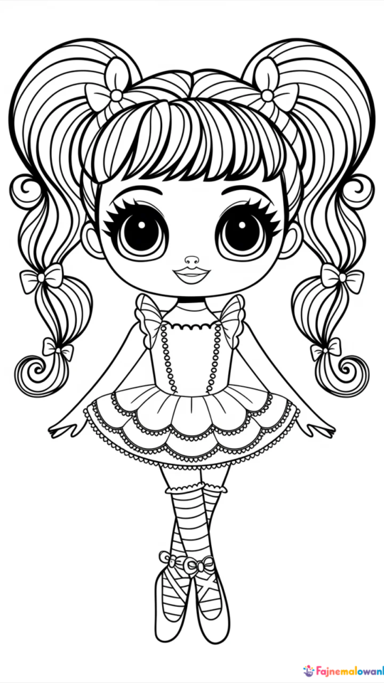 Kolorowanka dla dzieci: Urocza baletnica chibi do druku