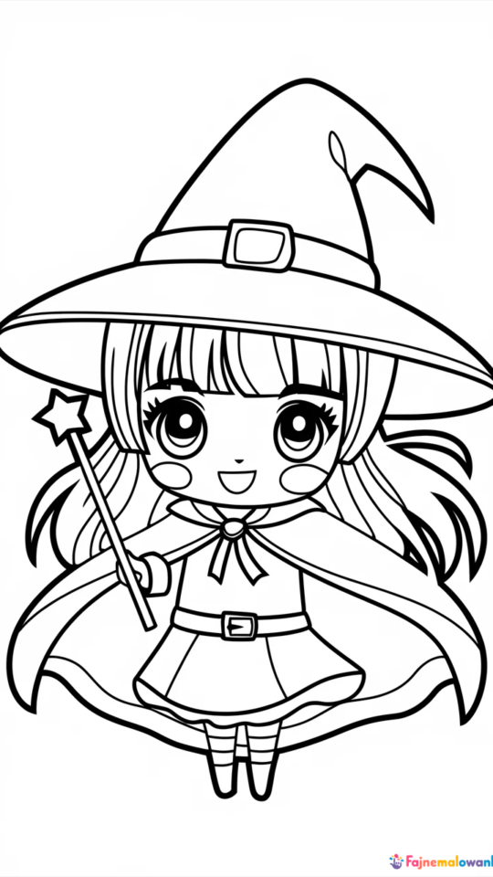 Kolorowanki Chibi na Halloween dla dzieci do druku