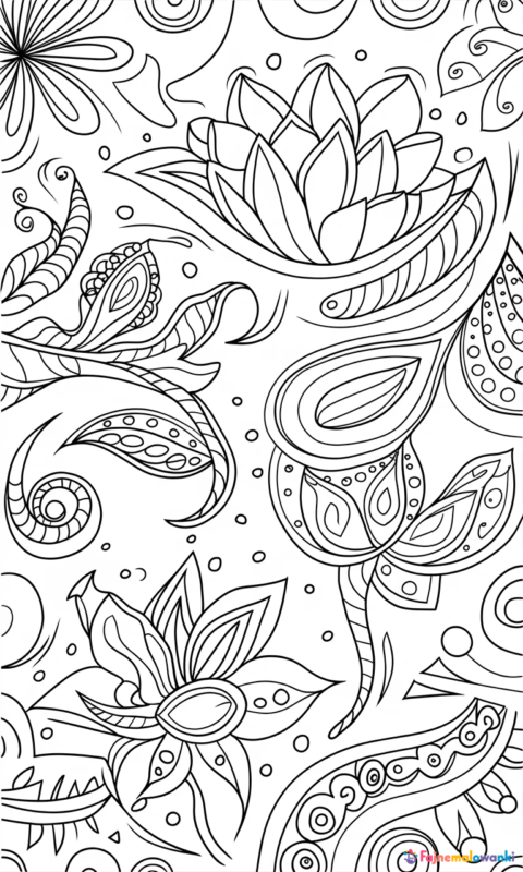 kolorowanka mandala kwiatowa z ornamentami i wzorami geometrycznymi do kolorowania dla starszych dzieci - kolorowanki relaksacyjne i antystresowe