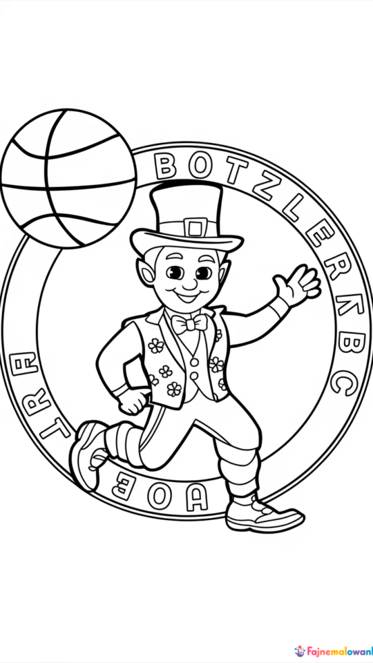 Kolorowanka dla dzieci z drużyną koszykarską Boston Celtics