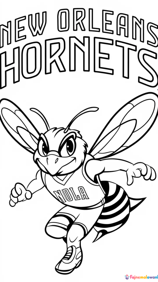 Kolorowanka z drużyną koszykarską New Orleans Hornets dla dzieci