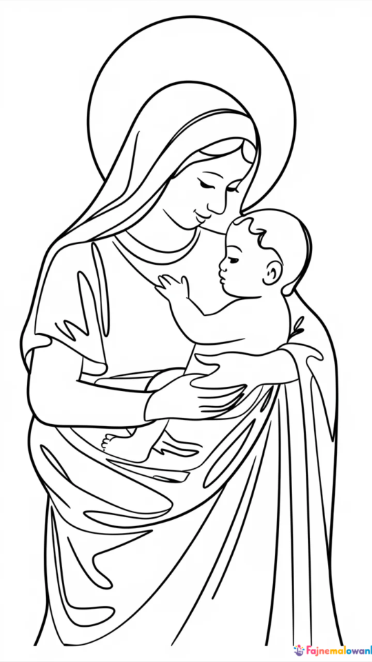 Kolorowanka religijna: Maryja dla dzieci do druku