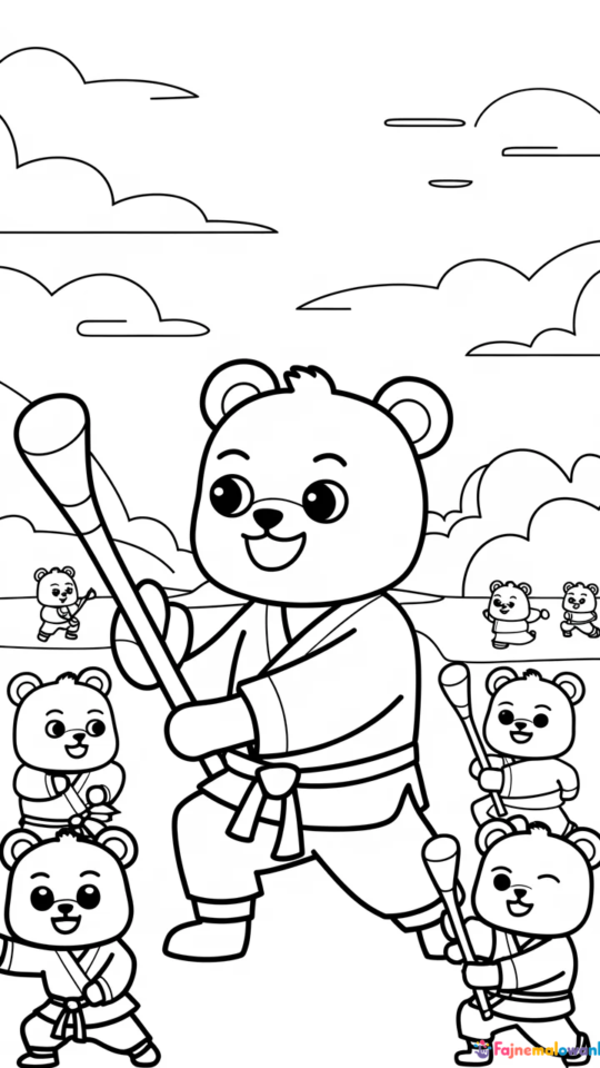 Kolorowanka do wydruku z postaciami z Kung Fu Panda