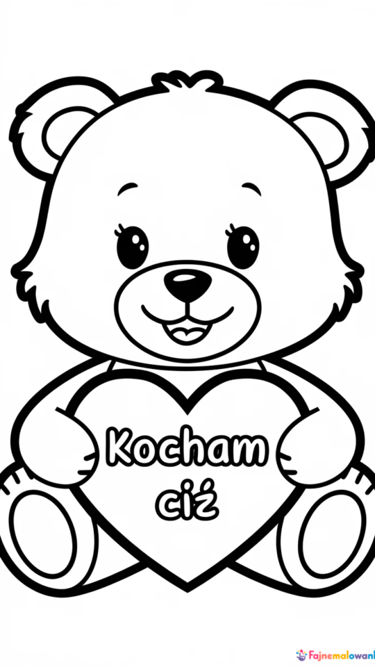 Kolorowanka „Kocham Cię” z Kubusiem Puchatkiem do druku