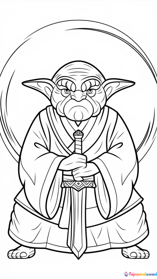 Kolorowanka do druku: Mistrz Yoda dla fanów Star Wars