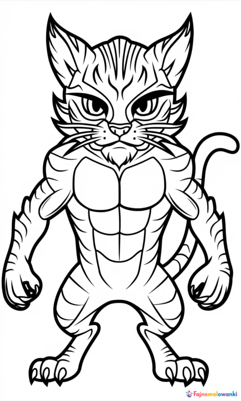 Kolorowanka dla dzieci z mistycznym stworzeniem przypominającym kota