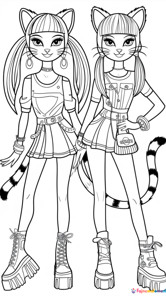 Kolorowanki Monster High: Bliźniaczki do Druku dla Dzieci