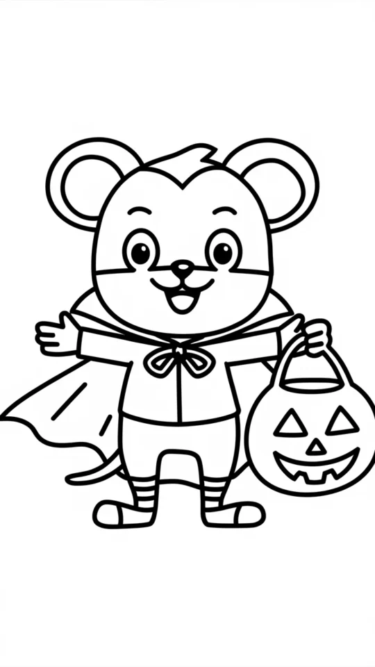 Kolorowanka Halloweenowa z Myszką Miki dla dzieci do druku
