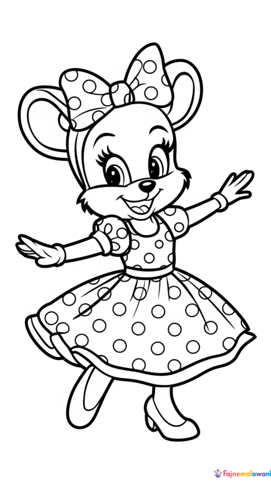 Kolorowanka Księżniczka Myszka Minnie dla Dzieci do Druku