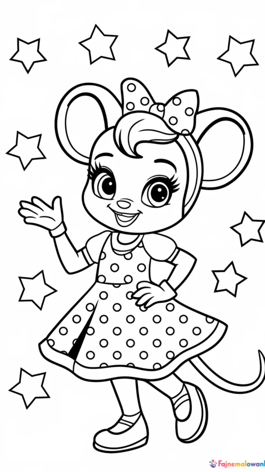 Kolorowanka Myszka Minnie do druku dla dzieci do pobrania