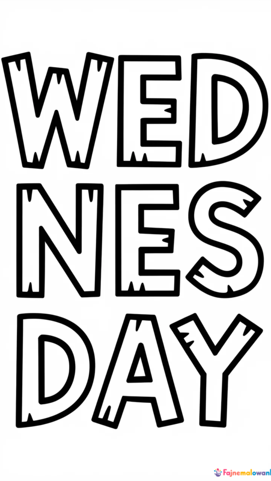 Kolorowanka do druku z logo Wednesday dla dzieci i dorosłych