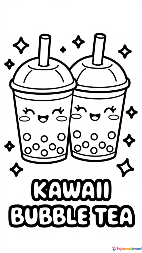 Kolorowanki kawaii do druku: Urocza bubble tea dla dzieci