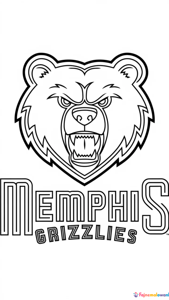 Kolorowanka dla dzieci z drużyną koszykarską Memphis Grizzlies